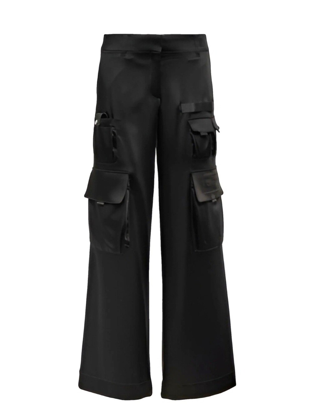 OFF-WHITE Satin Black Toybox Trousers Size 38 NWT